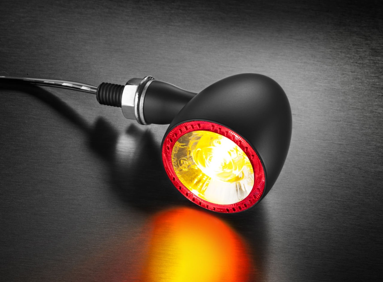 Indicador Kellermann, luz trasera y de freno, Bullet 1000 DF, acero, LED, HL/HR, 12 V, negro satinado