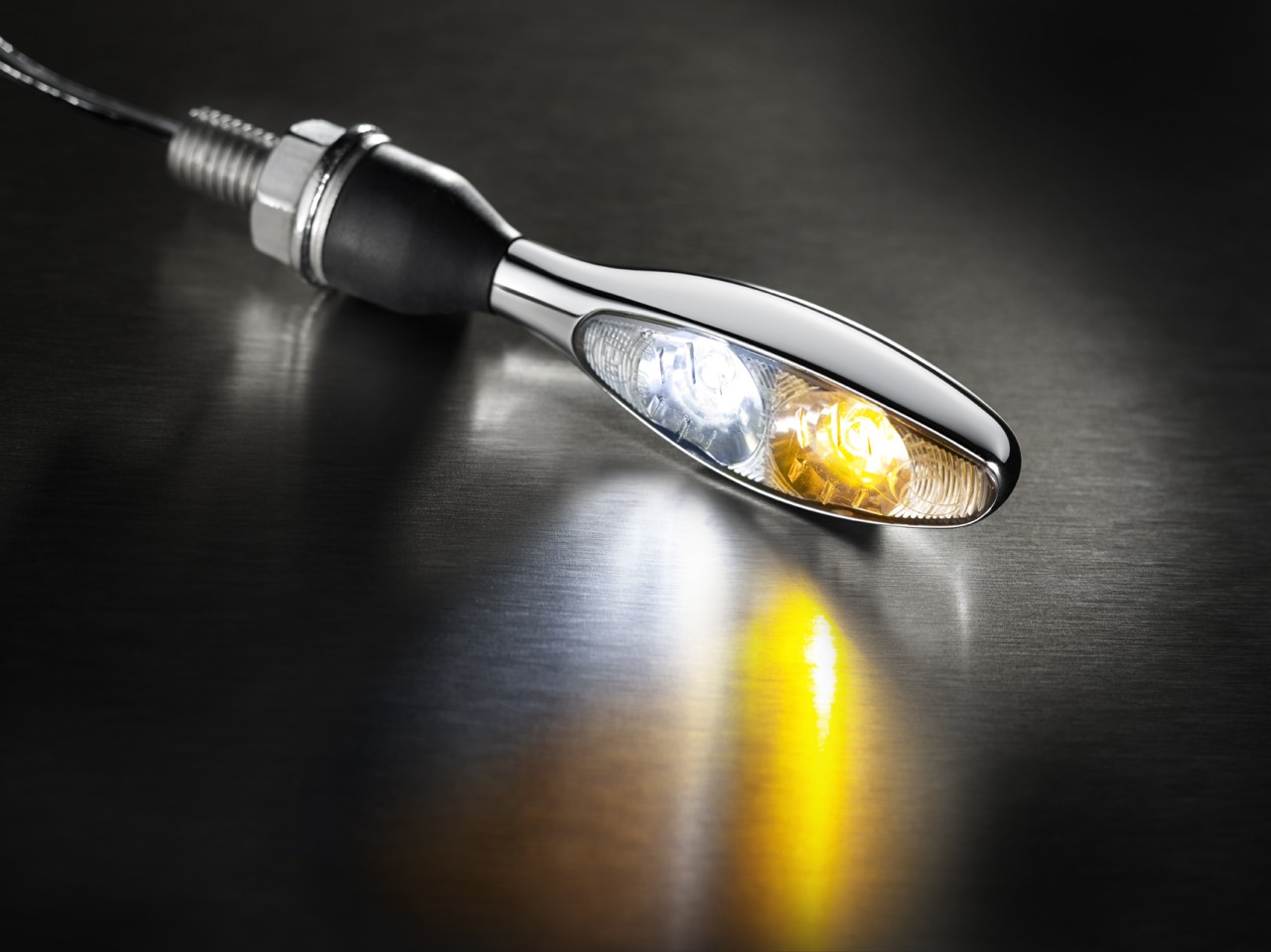 Indicador Kellermann con luz de posición, Micro 1000 PL, acero, LED, VL/VR, 12 V, cromo brillante, M8x20