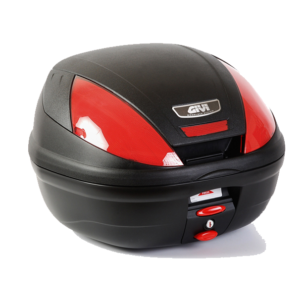 E370 MONOLOCK topcase con reflectores rojos y placa Givi