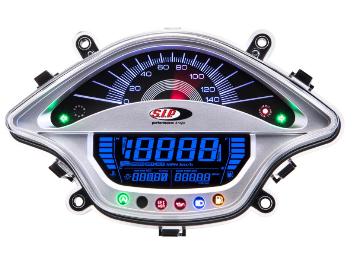 Cuentarrevoluciones/calendario para Vespa Primavera/Sprint 50-150cc 2T/4T AC, plata