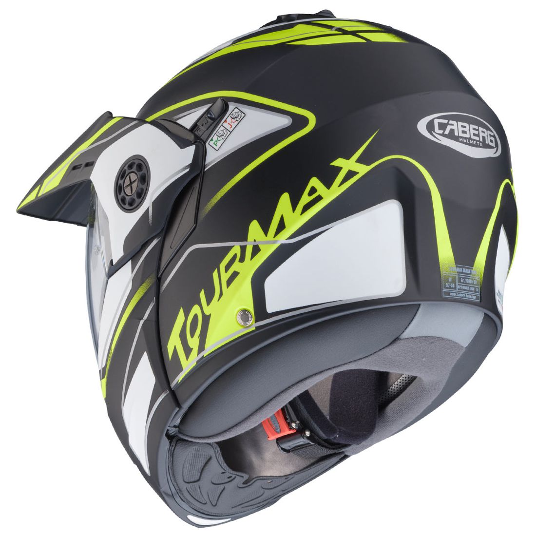Casco Caberg Tourmax Marathon, negro mate/blanco-amarillo