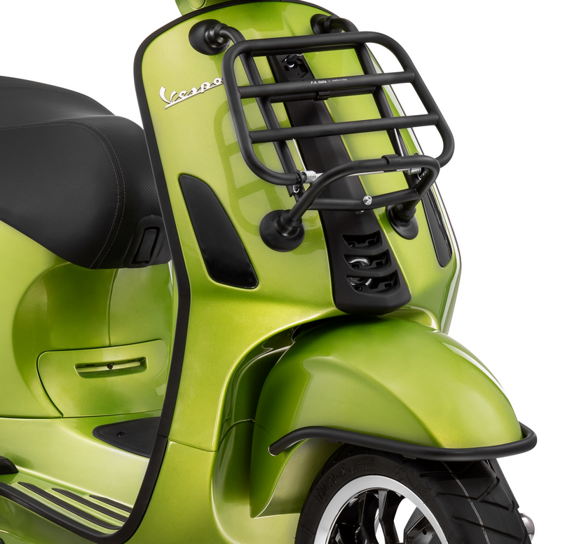 Portaequipajes delantero para Vespa Primavera /Sprint /Elettrica 50-150ccm, plegable, negro mate