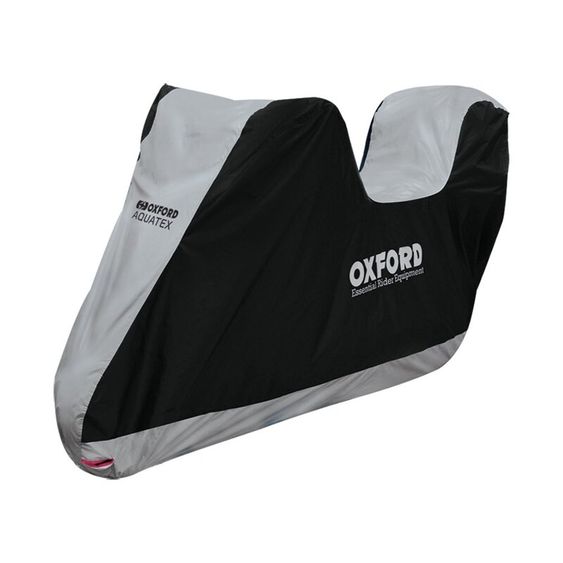Funda Oxford para Interior / Exterior Aquatex Negra/Plata - Moto / Scooter con Topcase - S