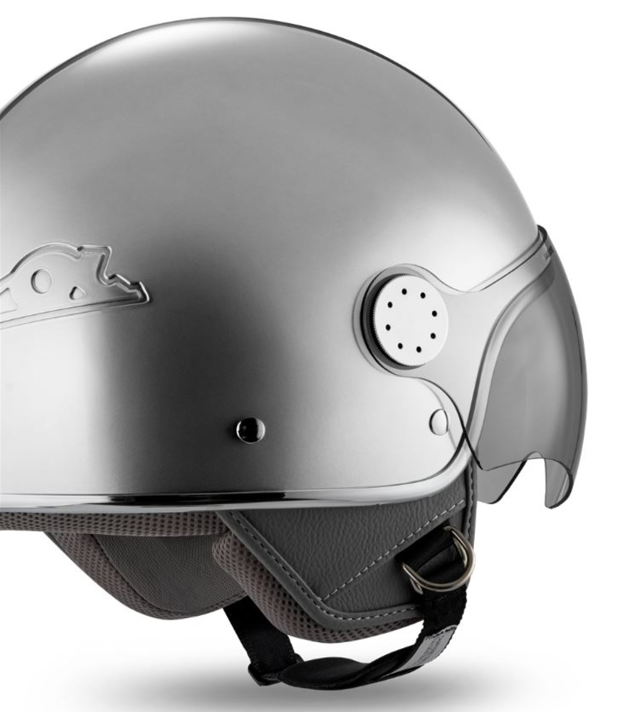 Casco Vespa jet Visera 4.0 DEC Blade plata mate