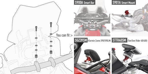 Kit de adaptación para el montaje de la Smart Bar para Yamaha MT-07 Tracer (Bj.16-18) Original Givi